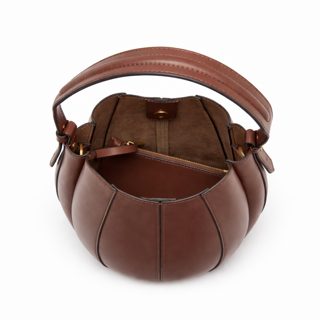 TOPSTITCHED BUCKET BAG