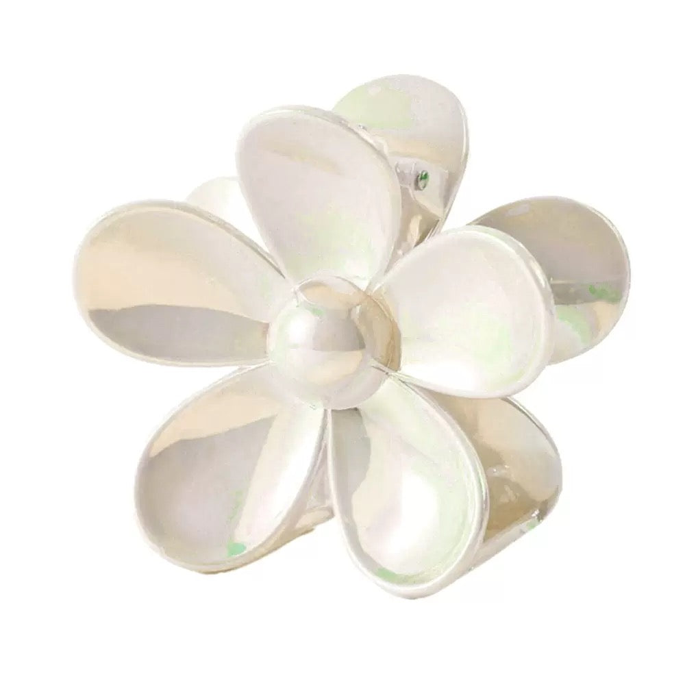 Cute Chrome Flower Hair Claw - Pinces Pour Cheveux