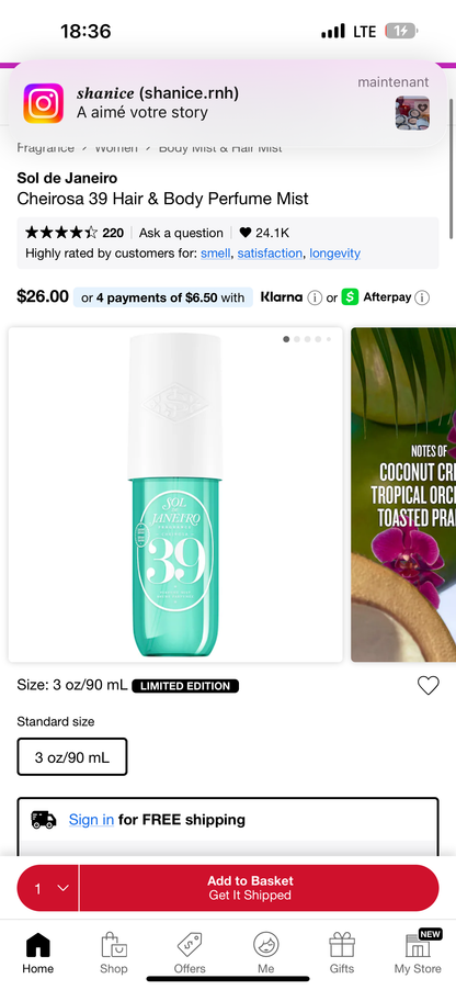 Sol de Janeiro – Cheirosa ’39 Hair & Body Perfume Mist