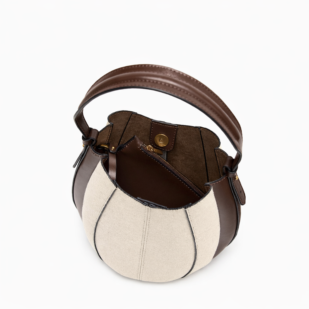 TOPSTITCHED BUCKET BAG