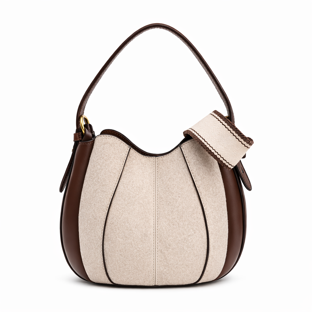 TOPSTITCHED BUCKET BAG