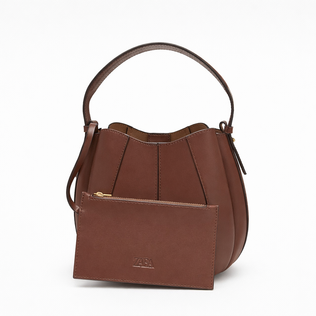 TOPSTITCHED BUCKET BAG