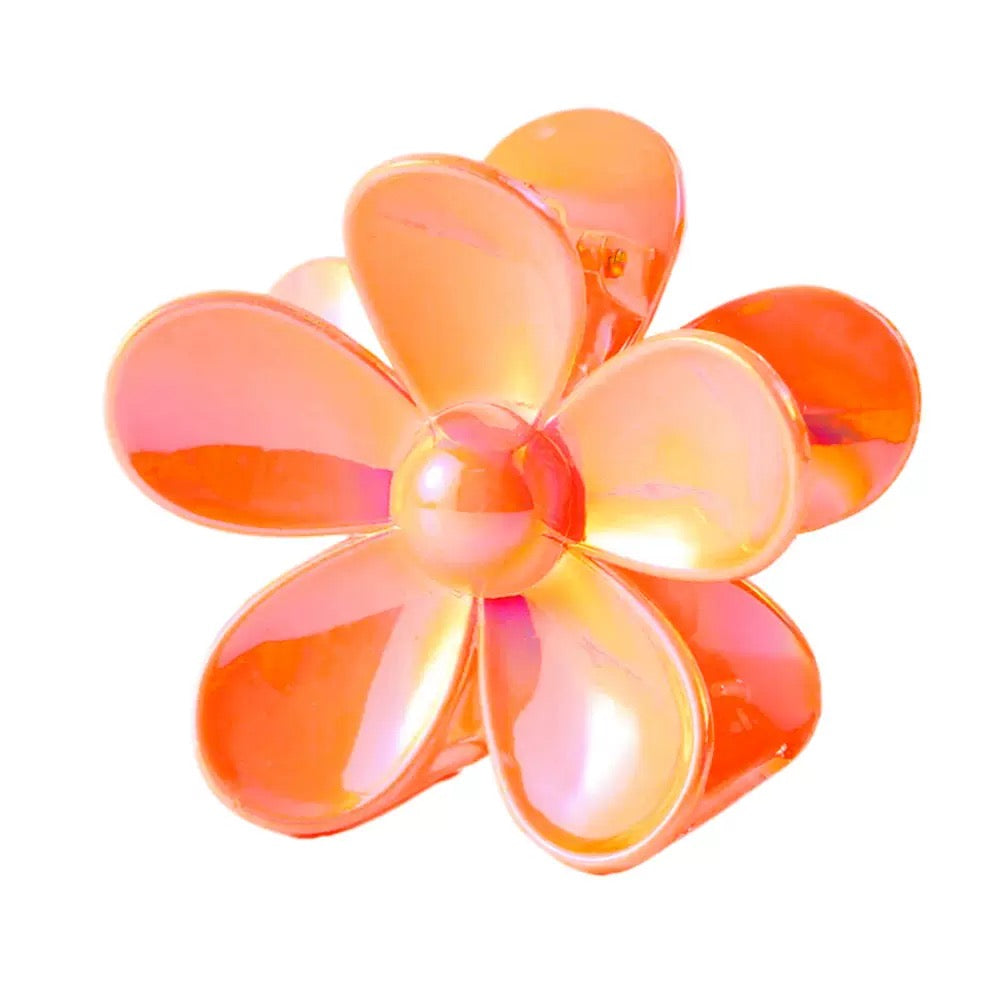Cute Chrome Flower Hair Claw - Pinces Pour Cheveux